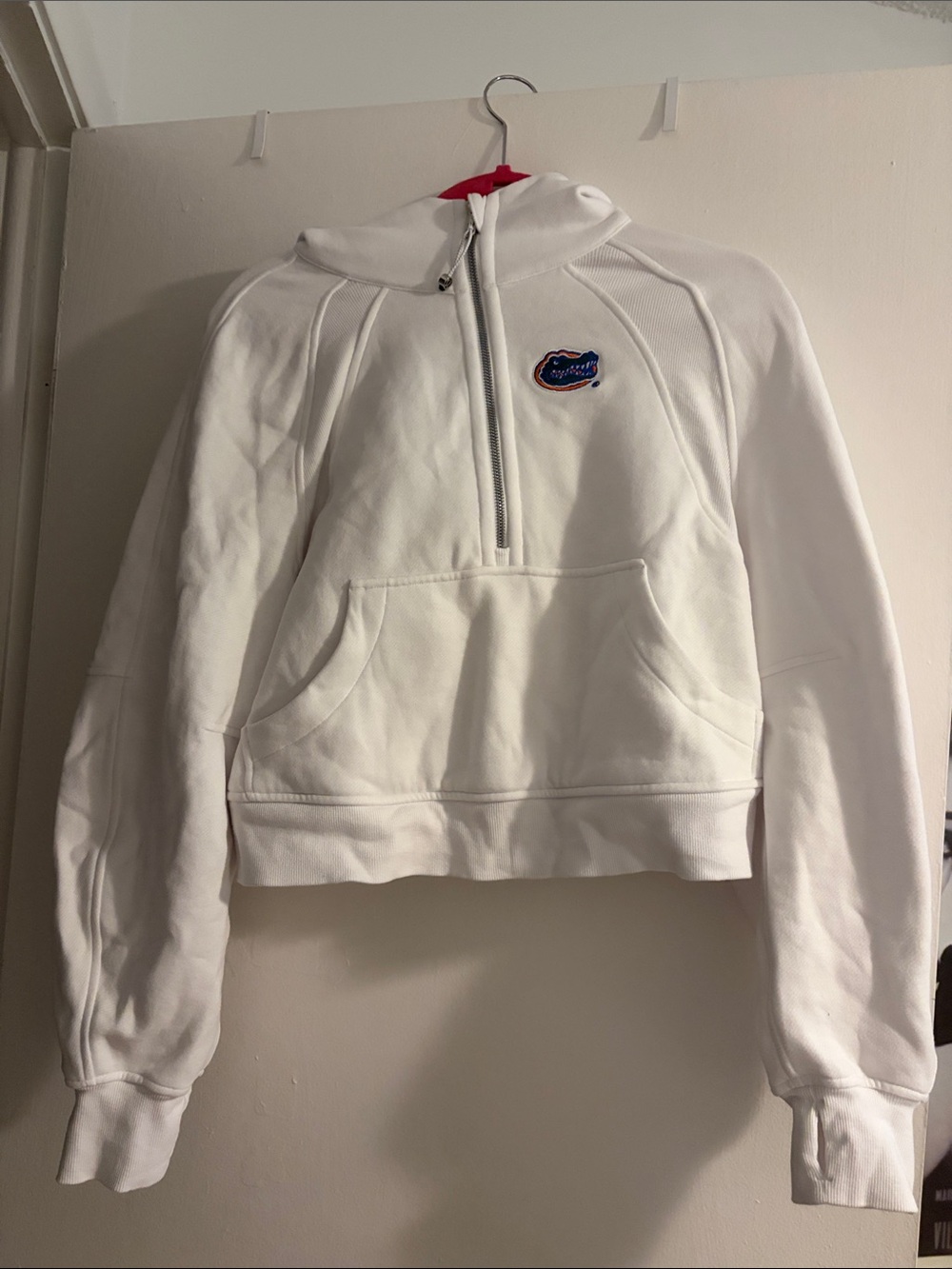White Half-Zip Scuba Hoodie with UF Embroidered Logo - Women